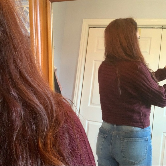 URBAN HERITAGE plum crop long sleeve sweater size large - Picture 5 of 11